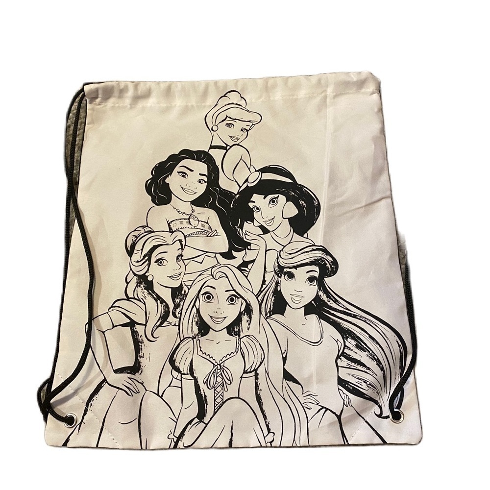 Disney Princess Color Your Own Cinch Bag Book Bag NEW Craft Moana Jasmine Belle